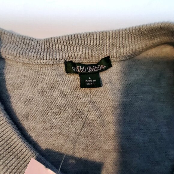 Wild Fable Heather Gray Button-Up Cardigan   Size Large  With Rose Embroidery - Picture 10 of 11